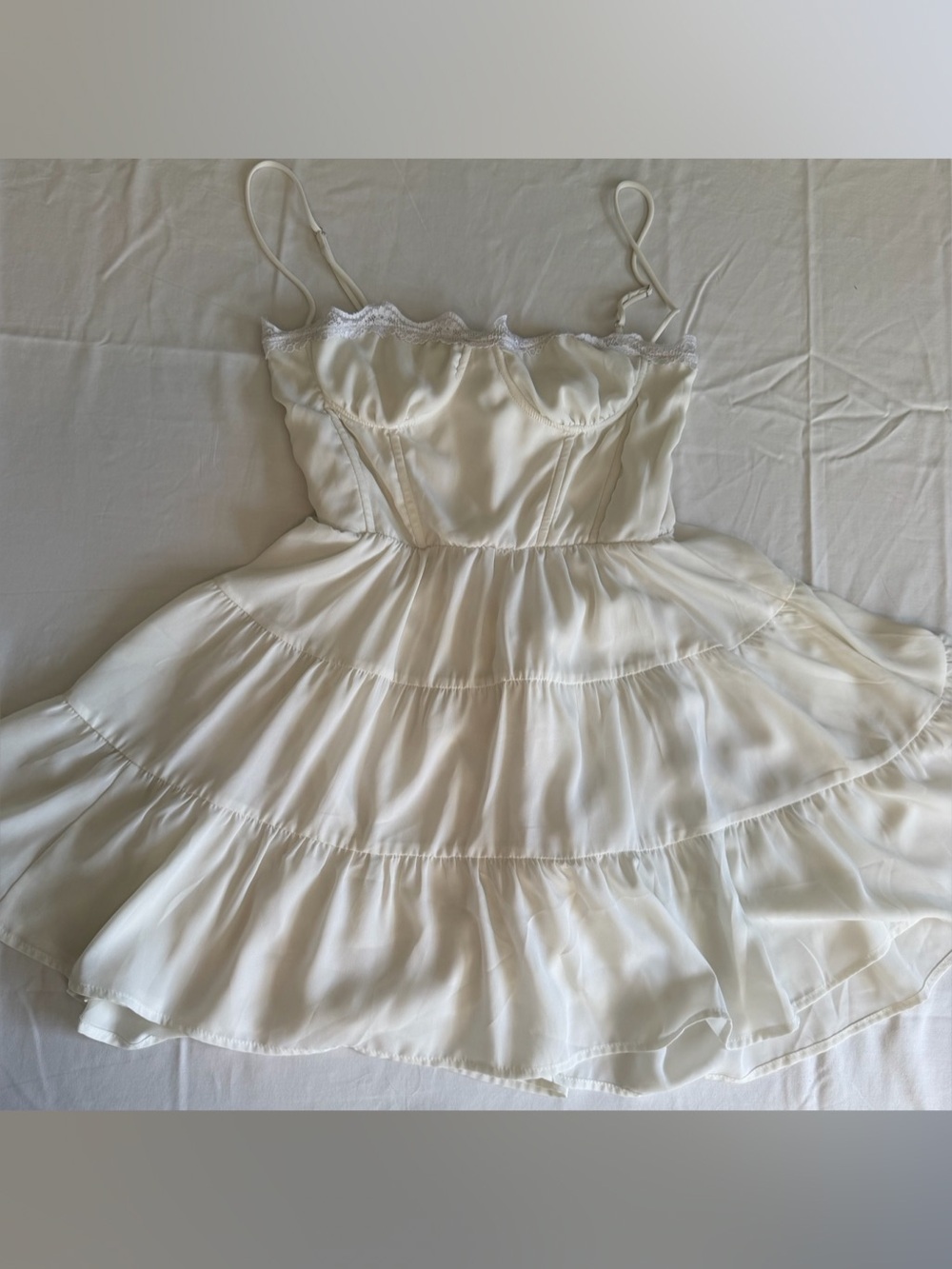 Lucy in the Sky White Ruffle Mini Dress Like New